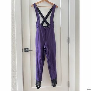 Vintage Nils Women's Black Snow Ski Bib Pants Stirrup Overalls Schoeller Size 4R